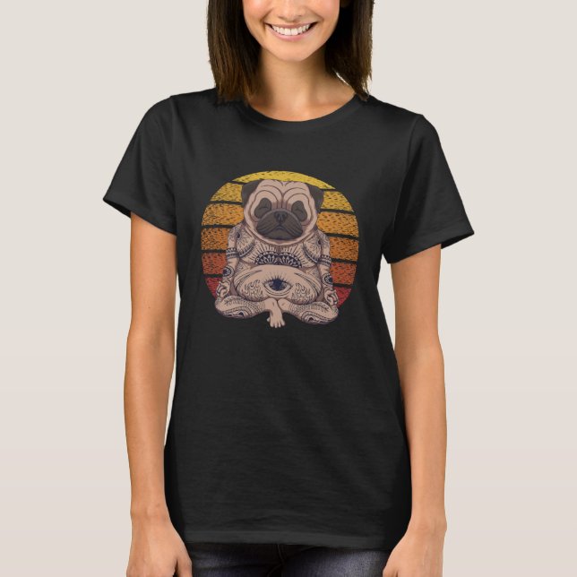Yoga Yoga Pug Mandala Meditation Yogi Hund T Shirt (Framsida)
