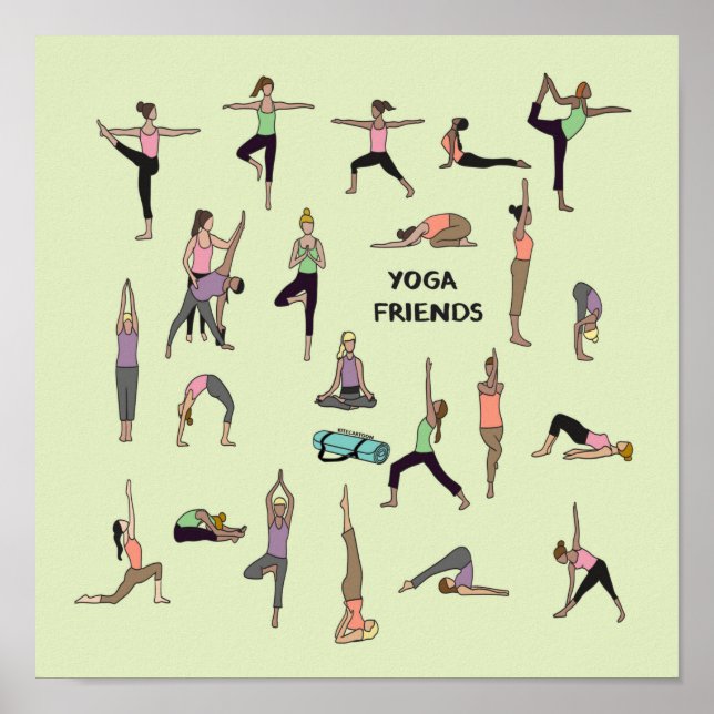 Yoga, yoga-vänner poster (Framsidan)