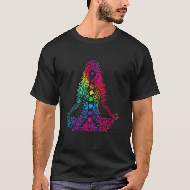 Yoga Yogi Meditation Workout Mandala Popart T Shirt (Framsida)