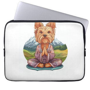 Yoga Yorkie - Rolig Mediterande Hund Laptop Fodral