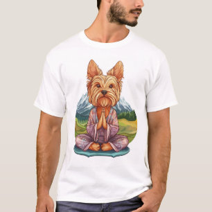 Yoga Yorkie - Rolig Mediterande Hund T Shirt