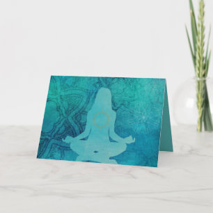 Yoga & Zen Meditation Blue Silhouette Kort