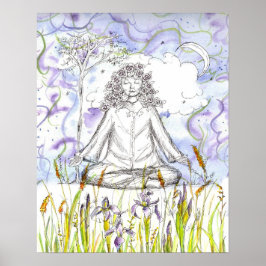 Yoga Zen Meditation Vild Iris Flowers Poster