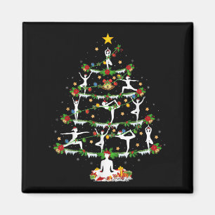Yogaälskare Xmas Belysning Yoga Julgran Magnet