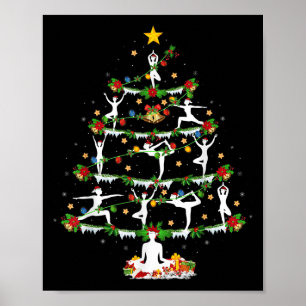 Yogaälskare Xmas Belysning Yoga Julgran Poster
