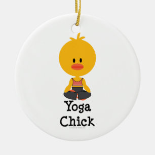 Yogachickprydnad Julgransprydnad Keramik