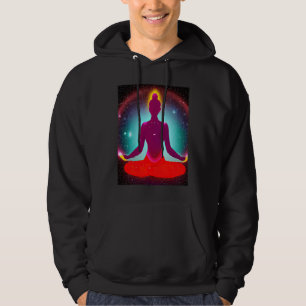 Yogaflicka Kvinna Solhälsning Meditation Chakra Hoodie