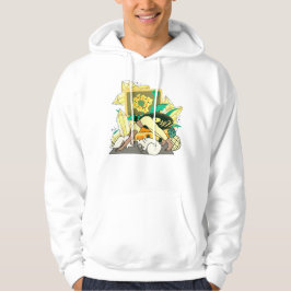 Yogaflöde med katt och gyllene kristaller hoodie