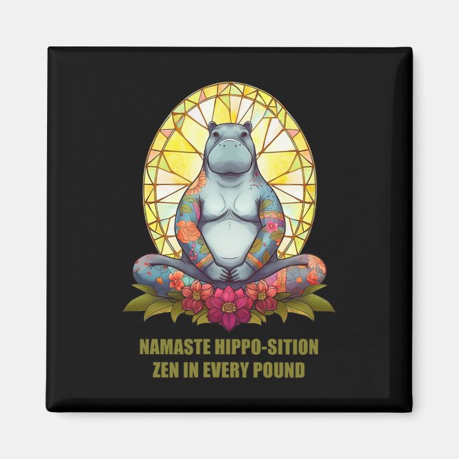 Yogaflodhäst i meditationsställning, fridfull Zen  Magnet (Framsidan)