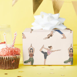 Yogahållning Kvinna på Beige Träningsmönster Presentpapper