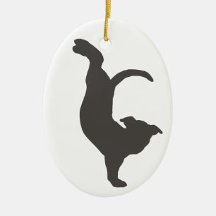 YogahundPitbull Silhouette Julgransprydnad Keramik