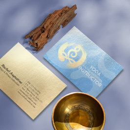 Yogainstruktör Blå & Guld Meditations Pose ZEN OM Visitkort