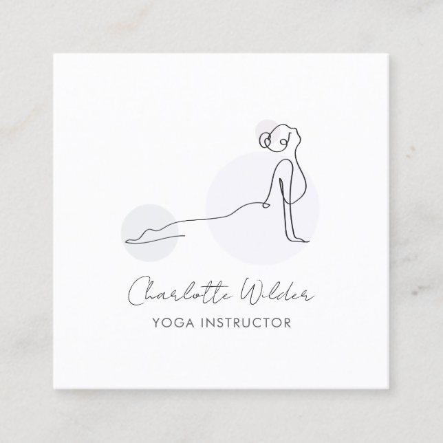 Yogainstruktör Cobra Pose Affärskort Fyrkantigt Visitkort (Framsida)