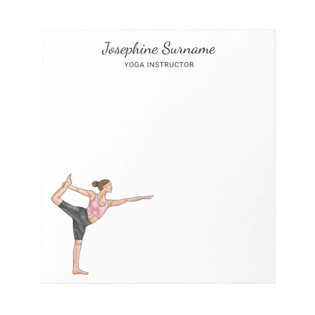 Yogainstruktör Dansarpose Lärare Anpassat Namn Anteckningsblock (Framsida)