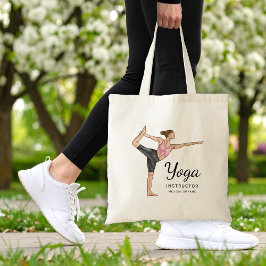 Yogainstruktör Dansarpose Lärare Anpassat Namn Tygkasse