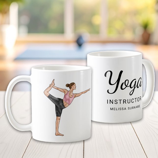 Yogainstruktör Dansarpose Lärare Personligt Namn Kaffemugg (Skapare uppladdad)