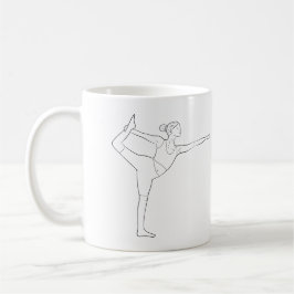 Yogainstruktör Dansarpose Svart Enkel Linje Konst Kaffemugg