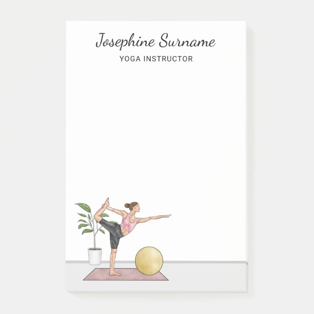 Yogainstruktör Dansarpose Tränare Anpassat Namn Post-it Block (Framsida)