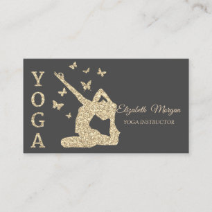 Yogainstruktör, Grå Guld Glitter Kvinnor Visitkort