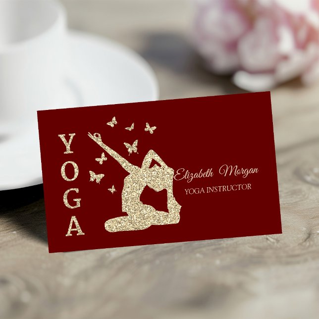Yogainstruktör, Guld Glitter Kvinnor Visitkort (Skapare uppladdad)