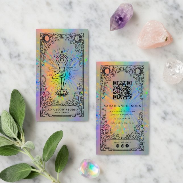 Yogainstruktör | Holografisk Celestial Visitkort (Skapare uppladdad)