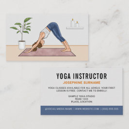 Yogainstruktör Kvinna Nedåtriktad hund-pose Visitkort