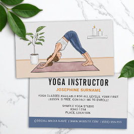 Yogainstruktör Kvinna Nedåtriktad hund-pose Visitkort