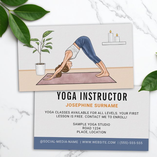Yogainstruktör Kvinna Nedåtriktad hund-pose Visitkort (Skapare uppladdad)