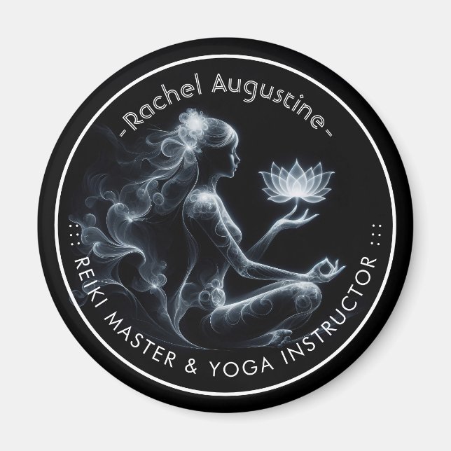 Yogainstruktör Lotus Meditationsställning Glödande Magnet (Framsidan)