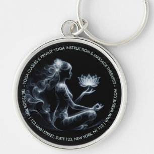 Yogainstruktör Lotus Meditationsställning Glödande Rund Silverfärgad Nyckelring