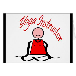 Yogainstruktör---Lotusblommar placerar stick figu Hälsningskort
