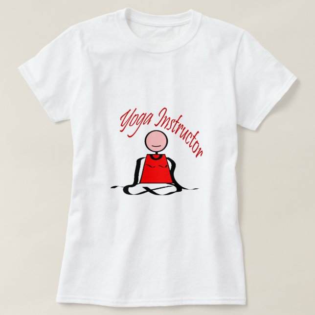 Yogainstruktör---Lotusblommar placerar stick figur T-shirt (Design framsida)