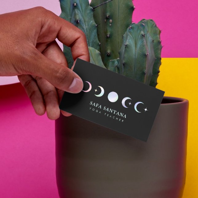 Yogainstruktör Måne Phases Holografik Visitkort (Skapare uppladdad)
