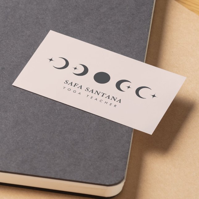 Yogainstruktör Måne Phases  rosa Visitkort (Skapare uppladdad)
