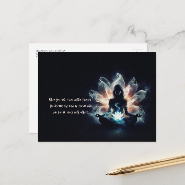 Yogainstruktör Meditations Pose Glödande Dimma Lot Vykort (Fram/Back In Situ)