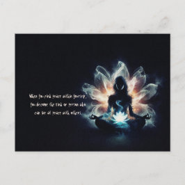 Yogainstruktör Meditations Pose Glödande Dimma Lot Vykort