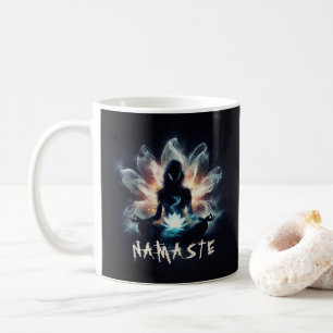 Yogainstruktör Meditationsställning Glödande Dimma Kaffemugg