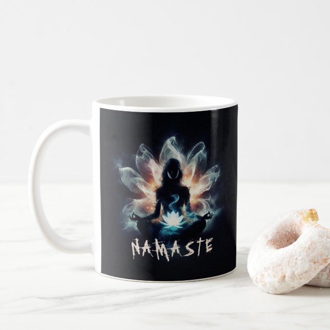 Yogainstruktör Meditationsställning Glödande Dimma Kaffemugg (Med munk)