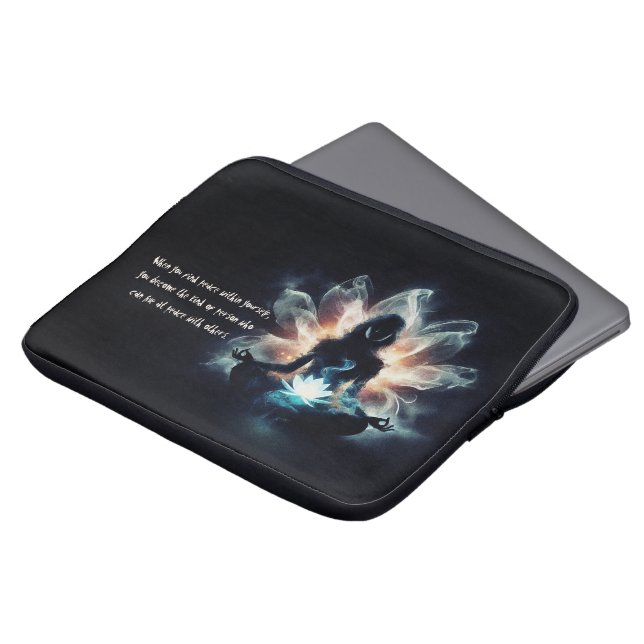 Yogainstruktör Meditationsställning Glödande Dimma Laptop Fodral (Framsida topp)