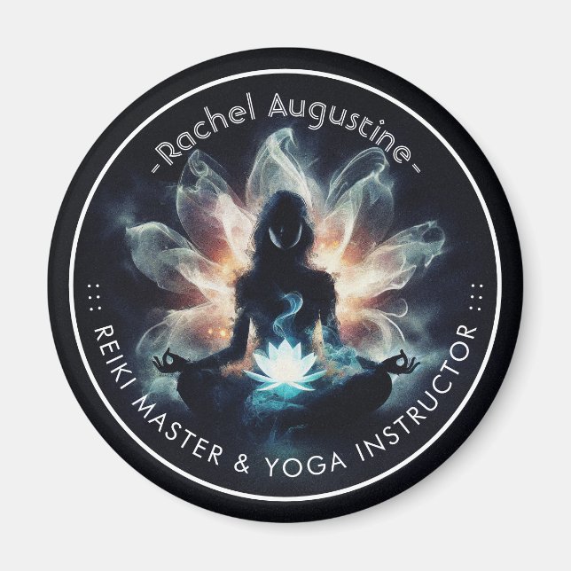 Yogainstruktör Meditationsställning Glödande Dimma Magnet (Framsidan)
