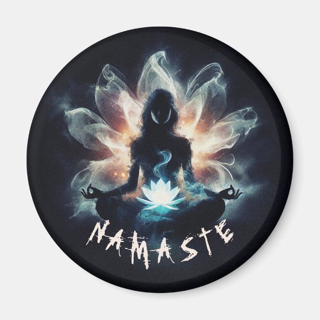 Yogainstruktör Meditationsställning Glödande Dimma Magnet (Framsidan)