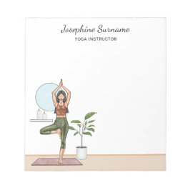 Yogainstruktör Trädposition Träning Fitness Kvinna Anteckningsblock