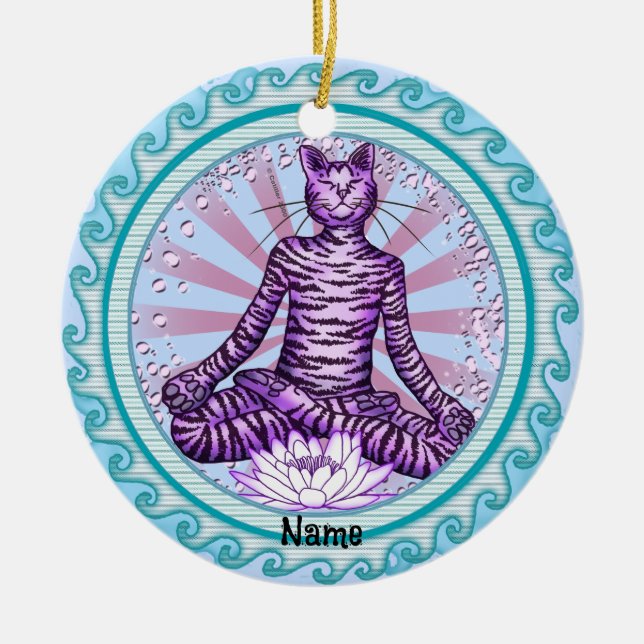 Yogakatt Julgransprydnad Keramik (Framsidan)