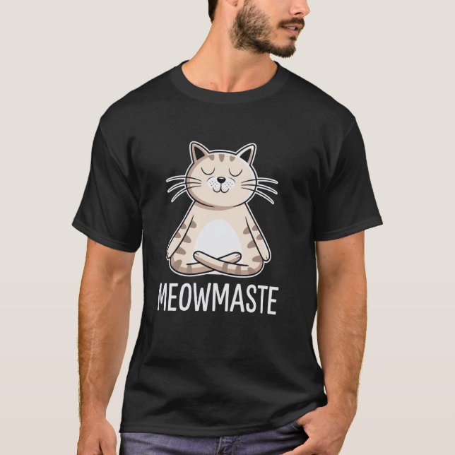 Yogakatt, meditationskatt t shirt (Framsida)