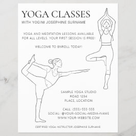 Yogaklasser Enkel svart linje konst Minimal modern Reklamblad
