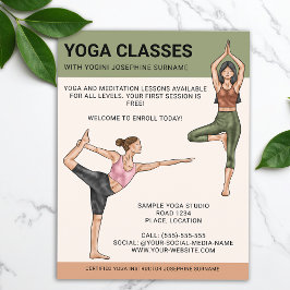 Yogaklasser Instruktör Meditationstränare Kvinnor Reklamblad