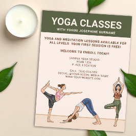 Yogaklasser Yogainstruktör Meditationslektioner Reklamblad