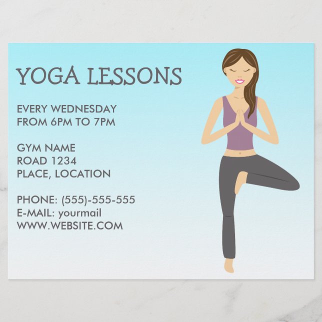 Yogakvinna i trädposition Yogaklasser Reklamblad (Framsidan)