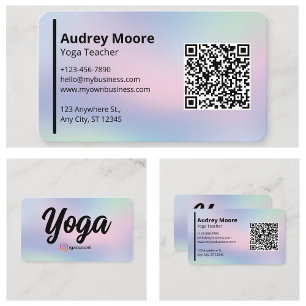 Yogalärare Modernt yogastudio Holografisk Visitkort