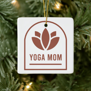 Yogamamma yogi mor lotusblomma boho estetik julgransprydnad keramik